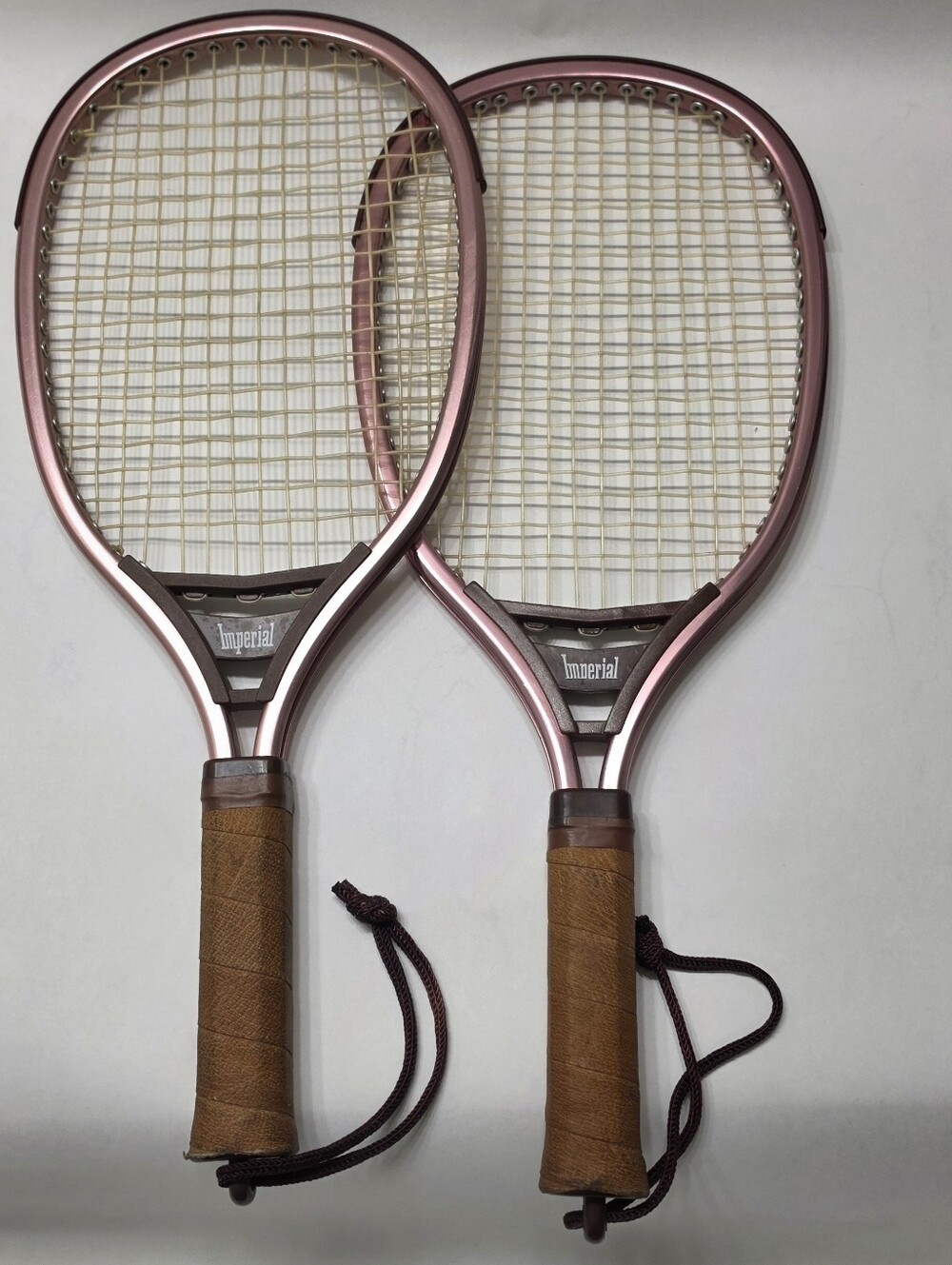Vintage Imperial Racquetball Racquets Metallic Pink Matching Pair 18" Retro